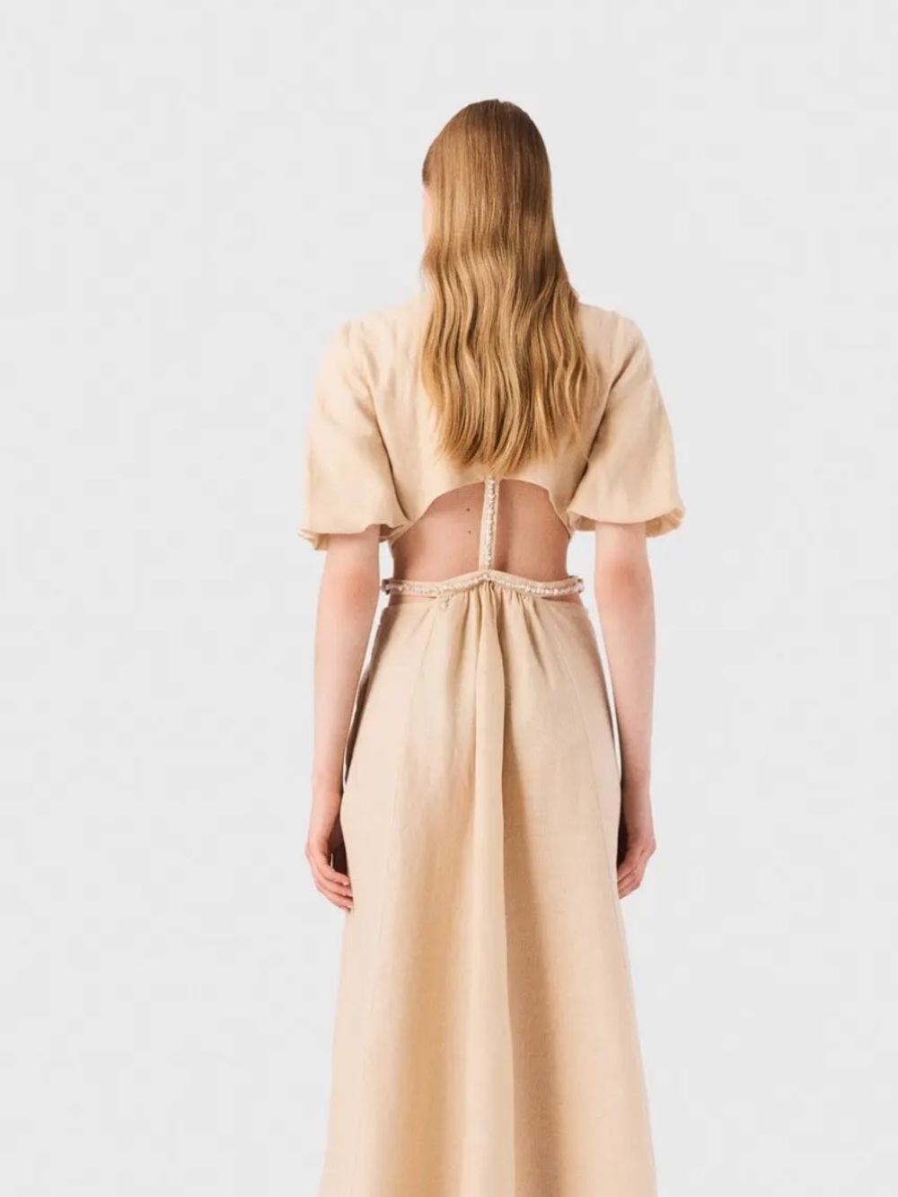 MAJE Beige Open-Back Maxi Dress